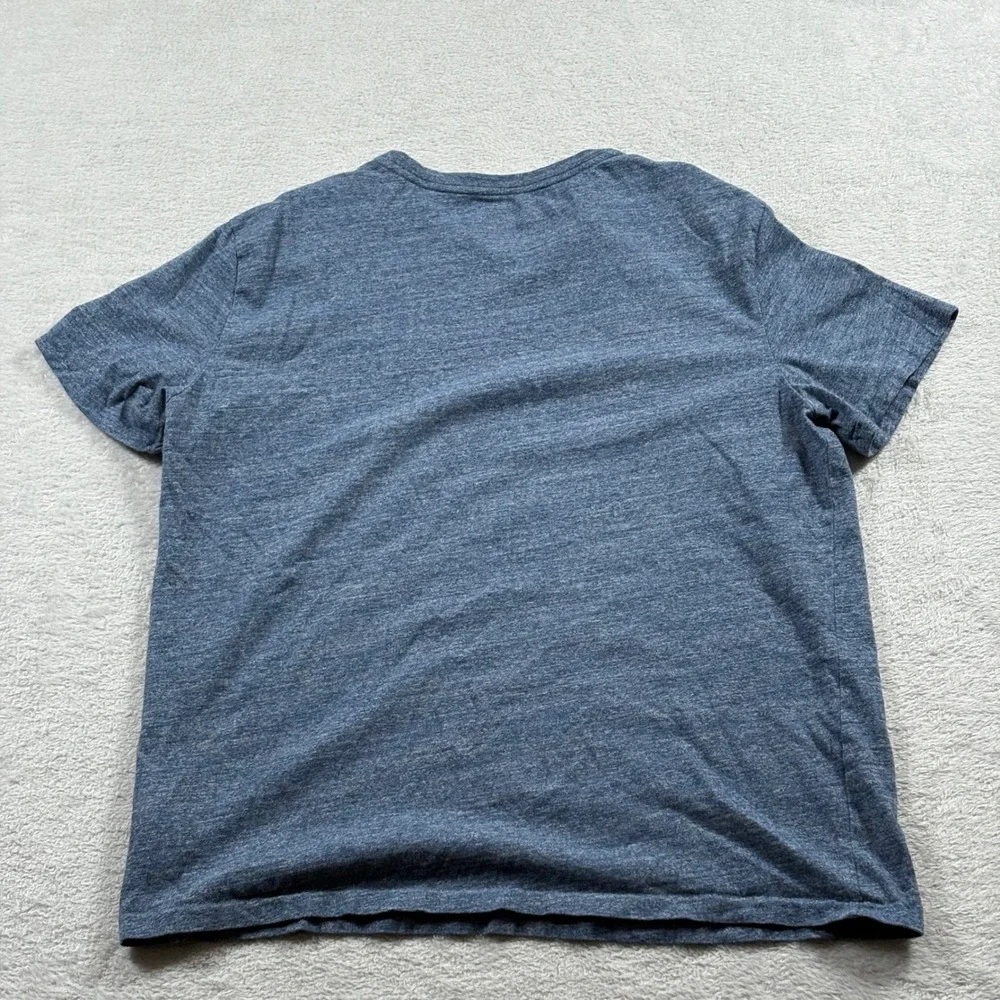 Polo Ralph Lauren V-Neck T-Shirt Mens Blue Heathered Pony Logo Cotton Large